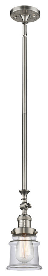 Small Canton 1-Light Mini Pendant, Brushed Satin Nickel, Clear