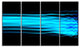 Bright Blue Fractal Waves, Abstract Art on Canvas, 48"x28", 4 Panels