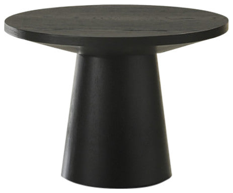 Jasper Ebony Black 22"W Round End Table with Pedestal Base
