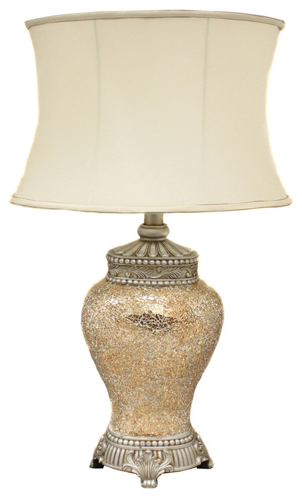 Urban Designs Handcrafted Gatsby Cracked Glass Mosaic Table Lamp