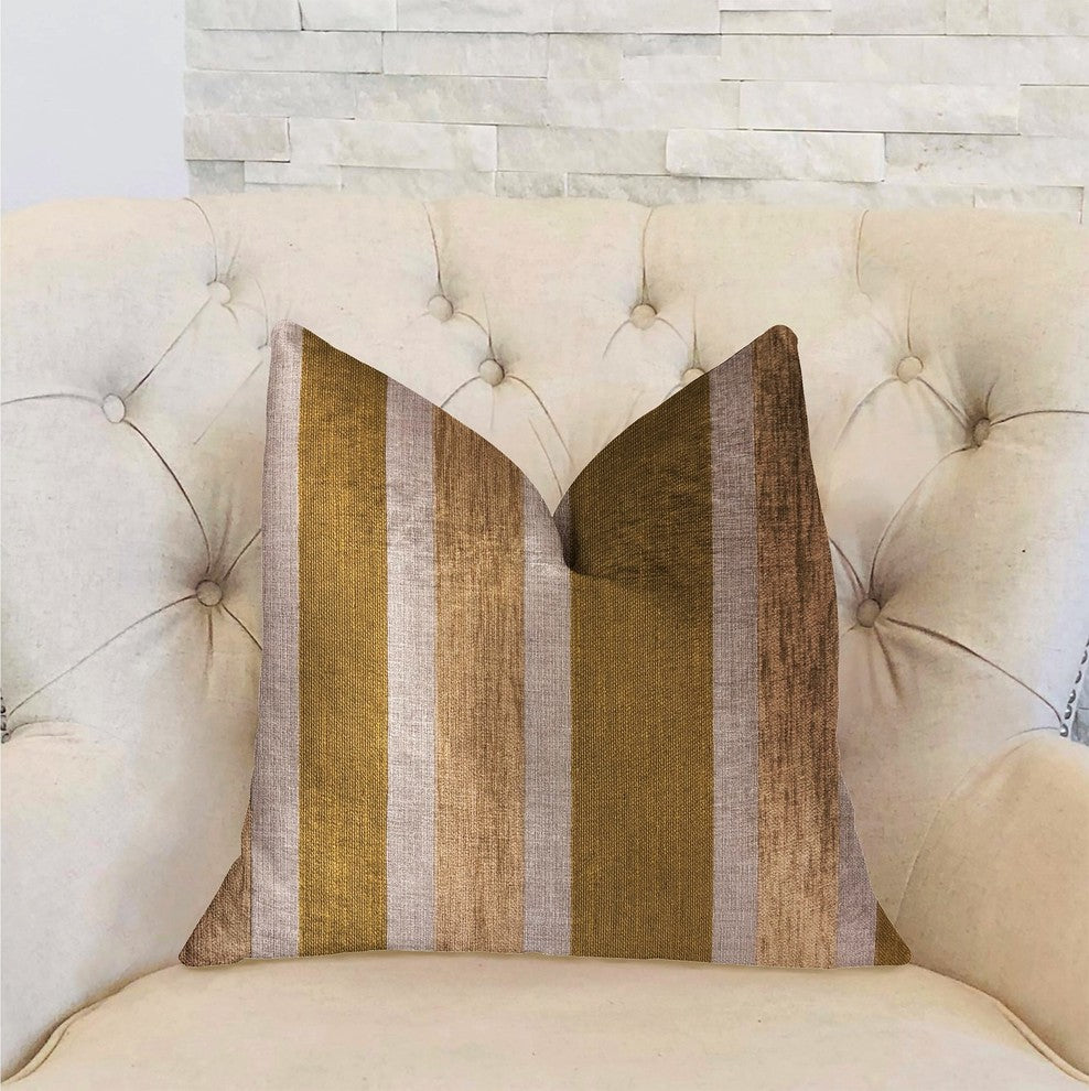 Golden Tan Lines Gold Luxury Throw Pillow, 18"x18"