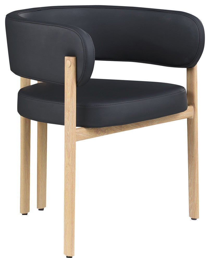 Gideon Black Faux Leather Dining Chair (Set of 2), Black, Natural Finish