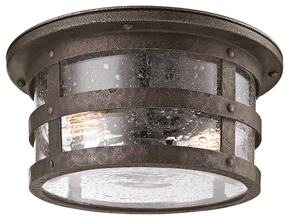 Barbosa, Outdoor Flush Mount, Incandescent, Barbosa Bronze Finish, Clear Glass