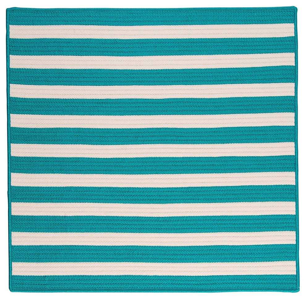 Stripe It TR49 Turquoise Indoor/Outdoor Area Rug, Rectangular 3'x5'