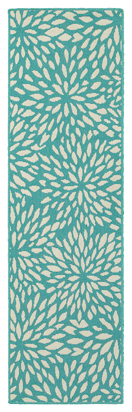 Oriental Weavers Sphinx Meridian 1506L Outdoor Rug, Blue/Ivory, 5'3"x7'6"