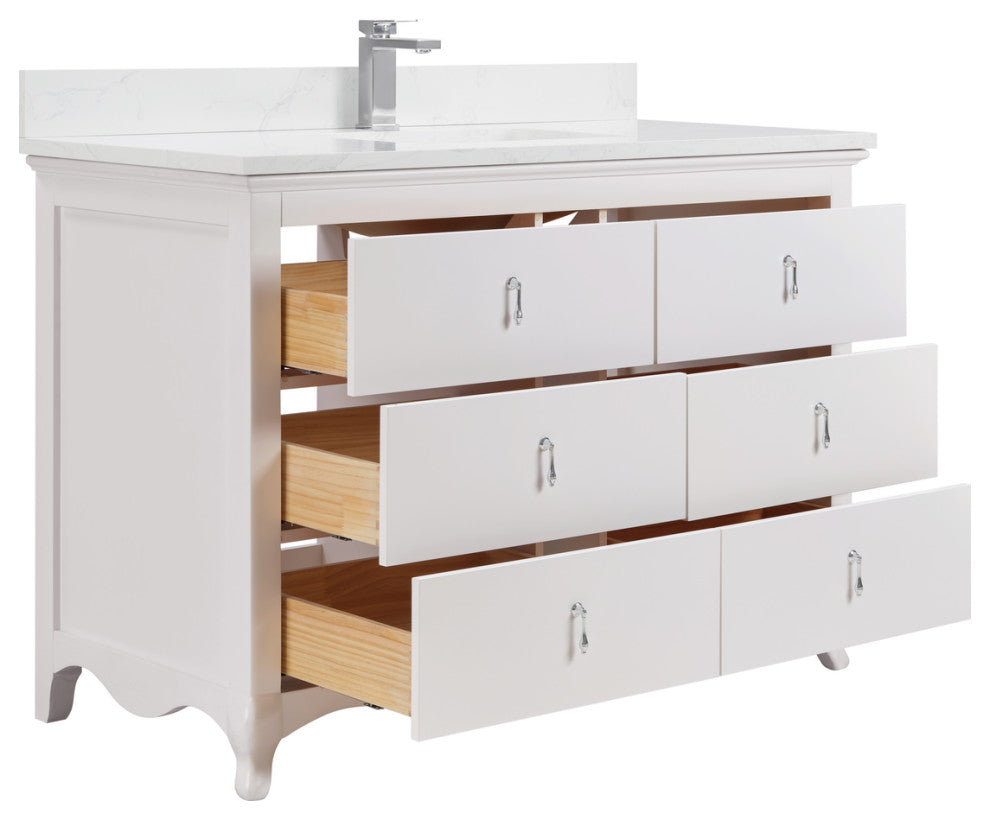 Legion Furniture WS2512 Series Bathroom Sink Vanity, Dreamy White, 48", Artificial Stone Top, Single Sink
