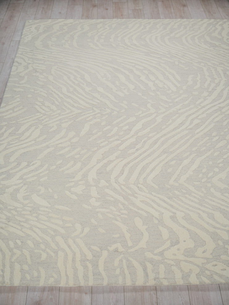 Entro Handmade New Zealand Wool Silver/Ivory Area Rug, 12'x15'