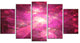 Pink Fractal Space Theme, Contemporary Canvas Art Print, 60"x32", 5 Panels