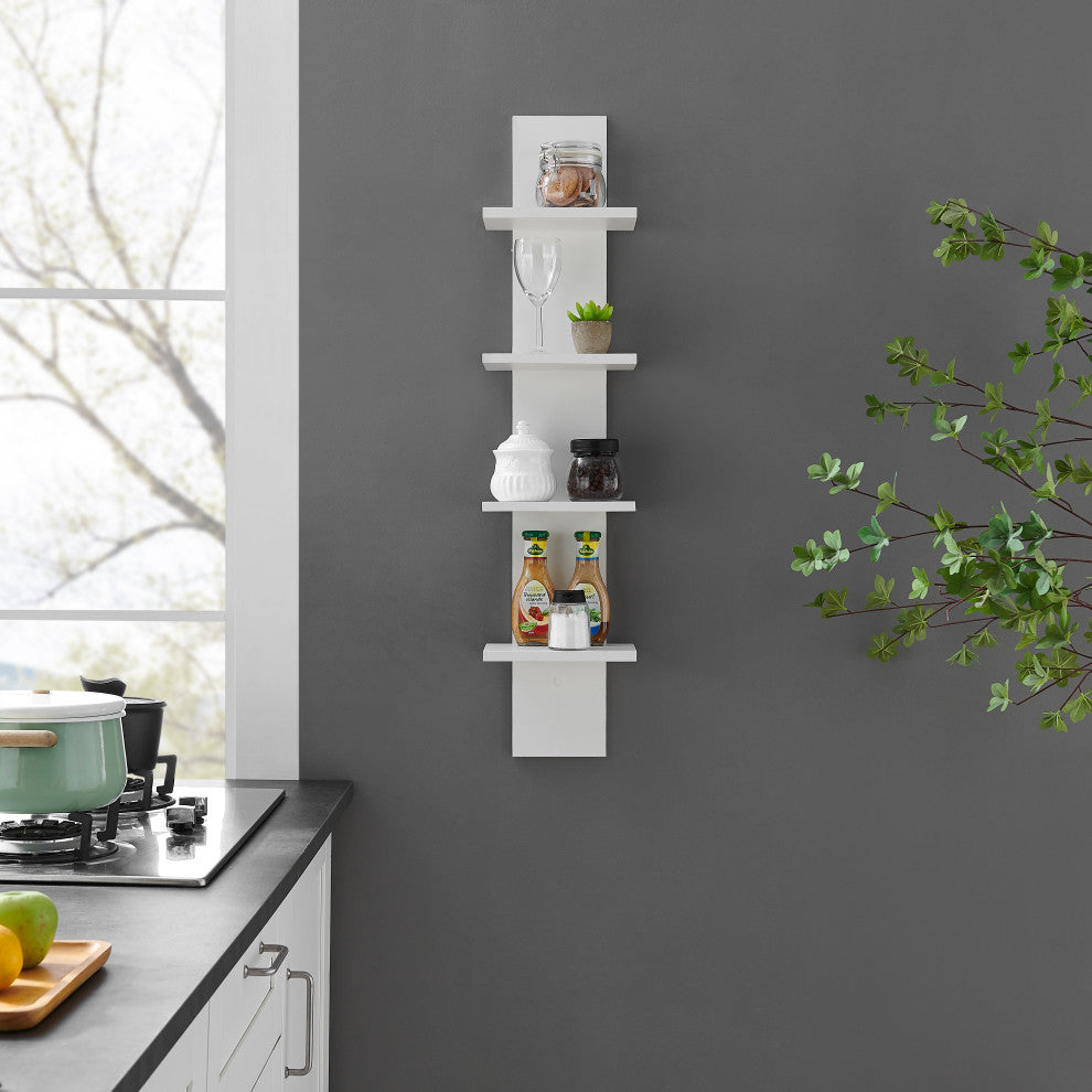 Danya B. Arica Utility Column 4-Tier Spine Wall Shelves, White