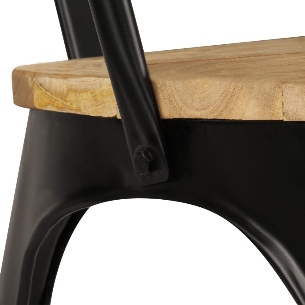 vidaXL Dining Chairs 6 pcs Black Solid Mango Wood