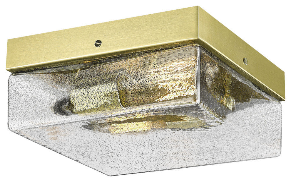 10" 2-Light Flush Mount Light, New Age Brass, Smoke Bubble Glass