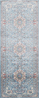 Light Blue Floral Medallion Transitional Turkish Rug Oriental Carpet 3x8