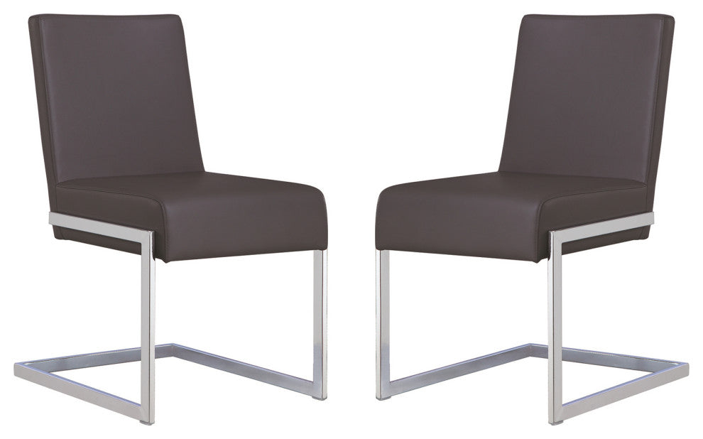 Fontana Set of 2 Dining Chair, Pu Leather, Gray