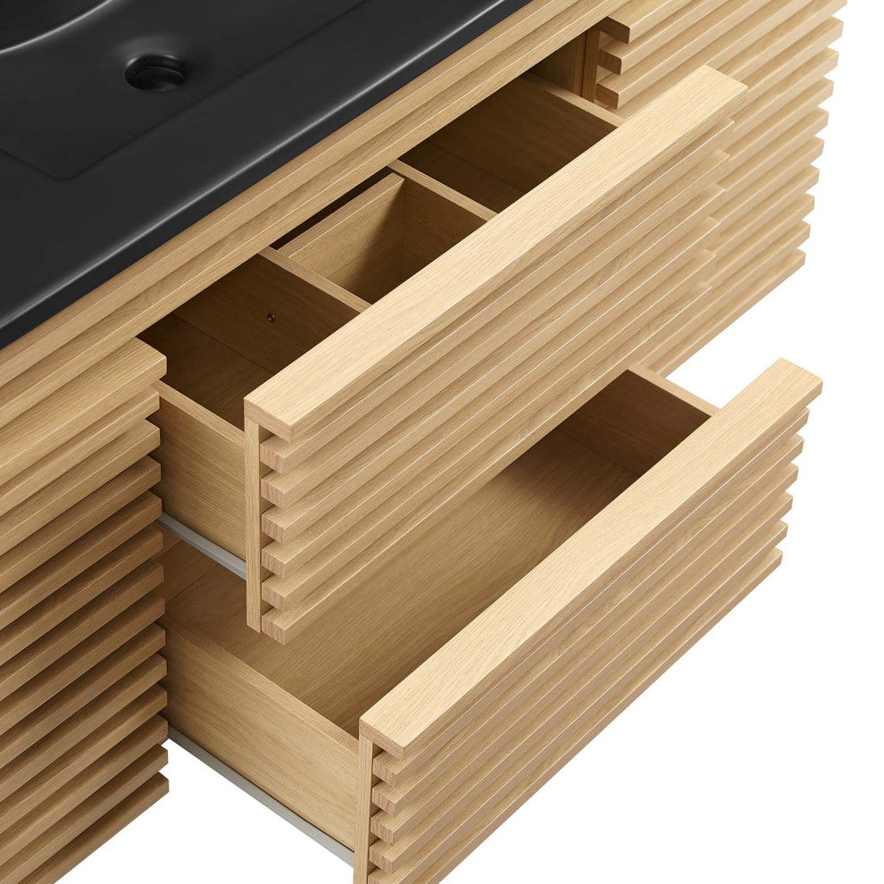 Render 48" Wall-Mount Bathroom Vanity, Oak Black