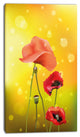Red Flowers on Yellow Background, Floral Canvas Art Print, 16"x32"