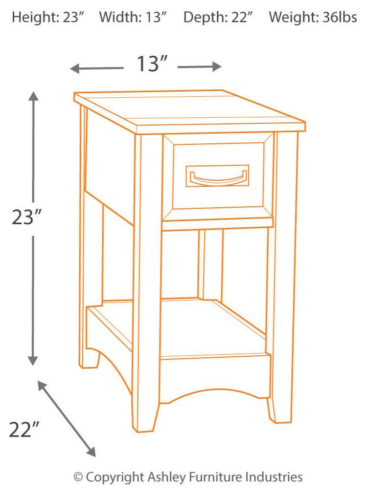 Breegin Contemporary Brown Chair Side End Table