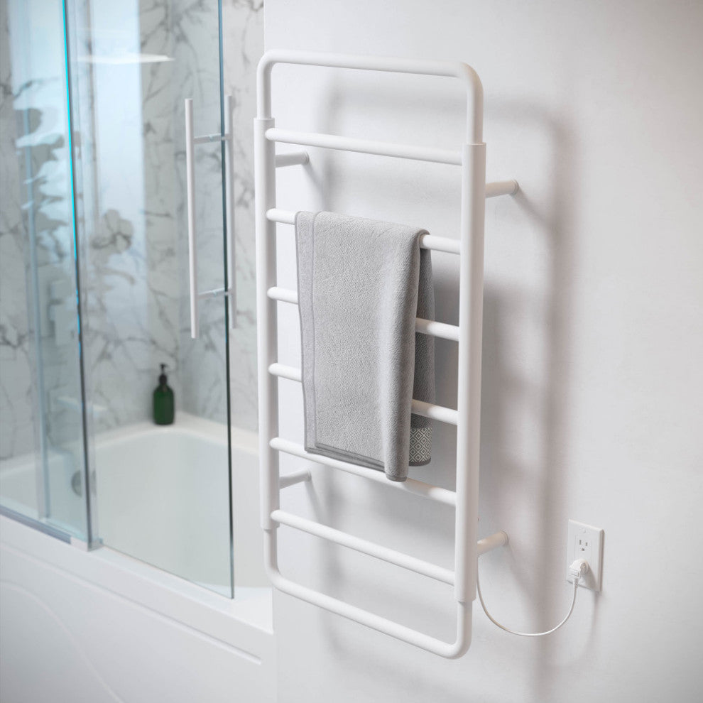 Ivy 8-Bar Electric Towel Warmer, Matte White