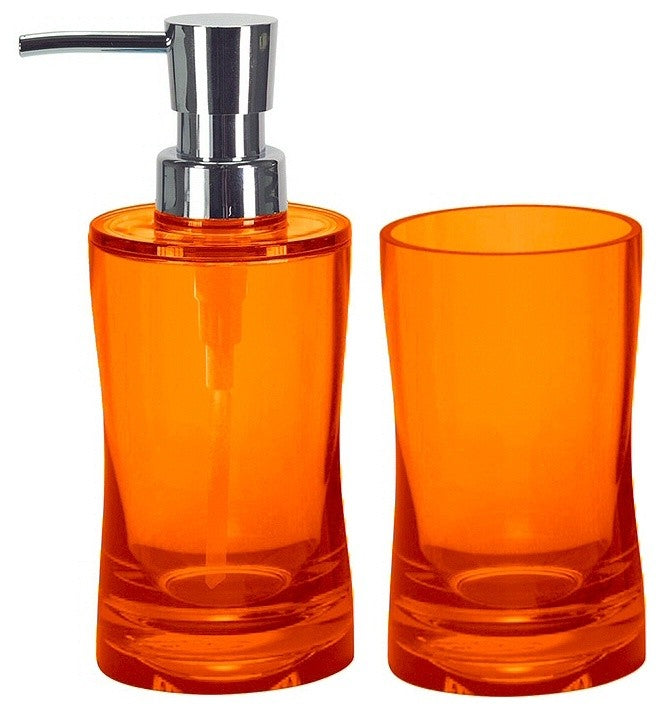 Modern Bathroom 2 Piece Accessory Set, Orange