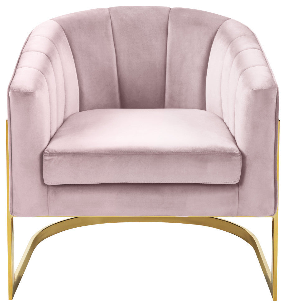 Carter Velvet Upholstered Accent Chair, Pink