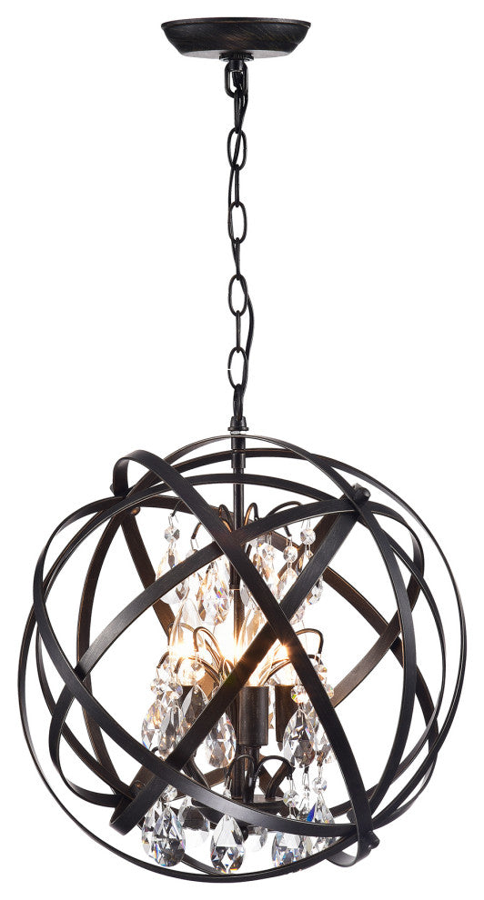 Adonia Antique Black 4-Light Globe Crystal Chandelier