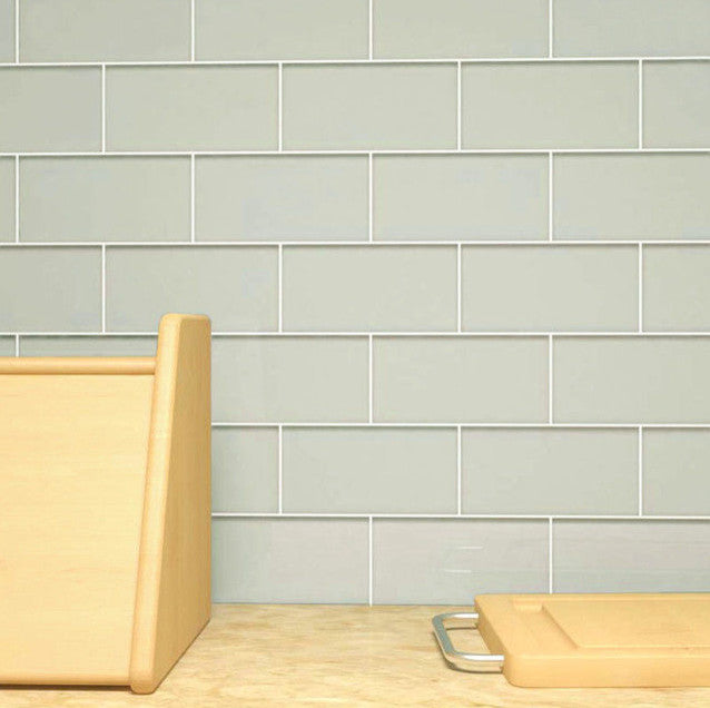 Glass Subway Tile, Light Gray, Sample Swatch