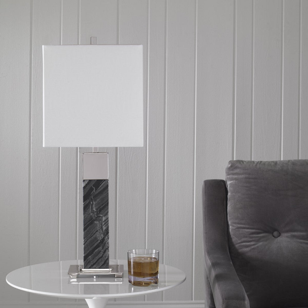 Uttermost Pilaster Marble Table Lamp 30060-1, Black