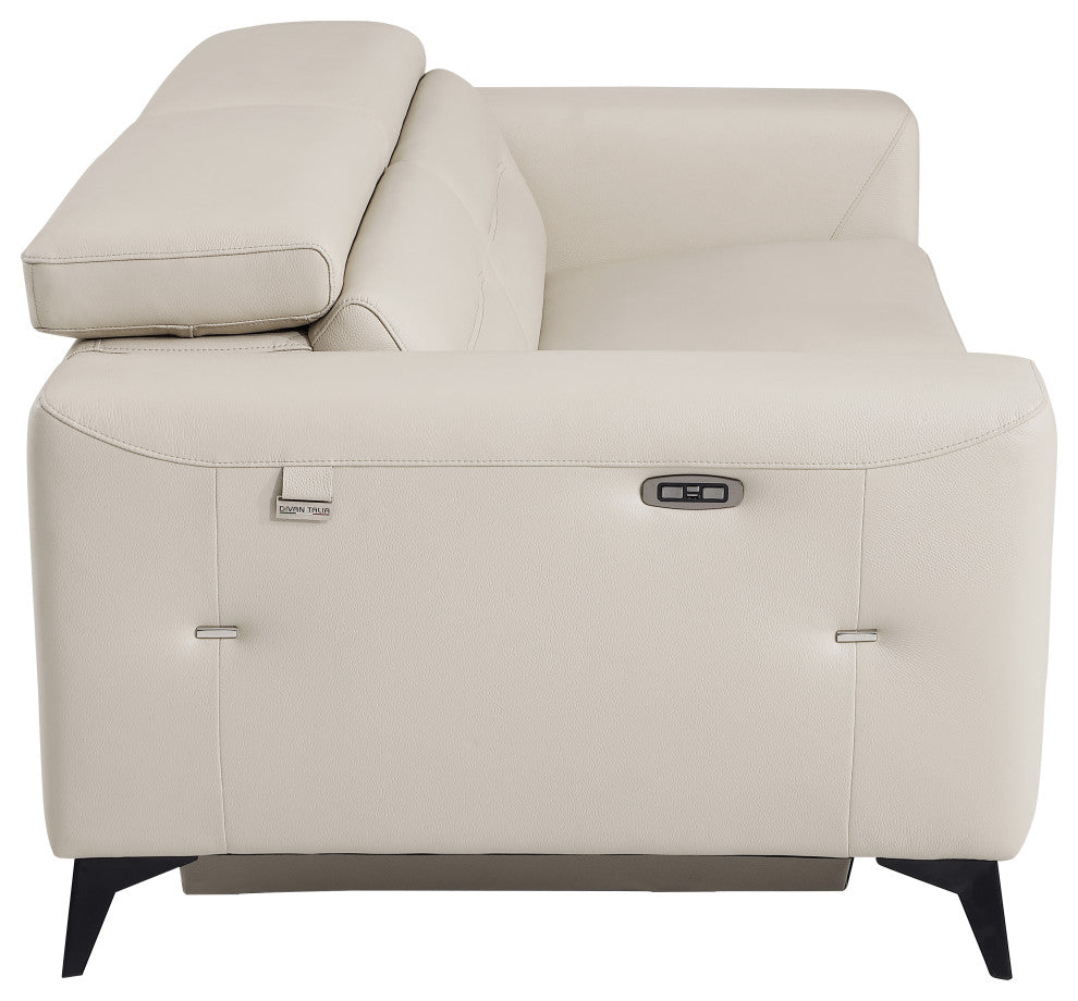 Arezzo Genuine Italian Leather Modern Sofa, Beige