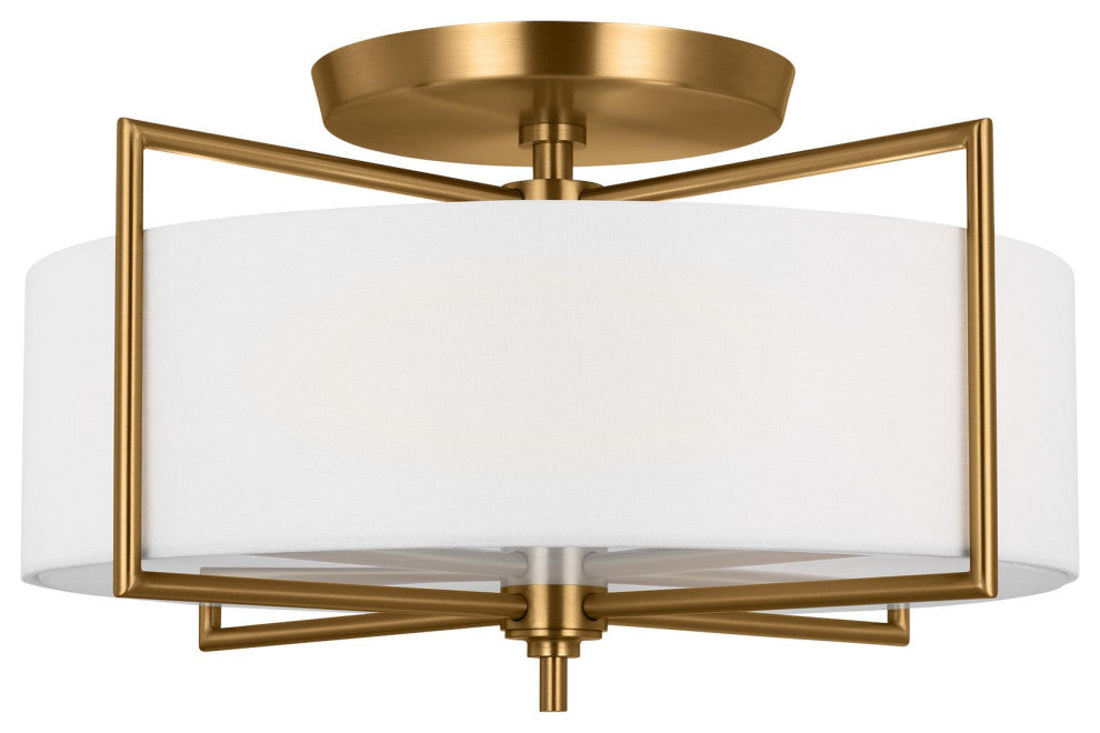 Perno Large Semi-Flush Mount, Burnished Brass