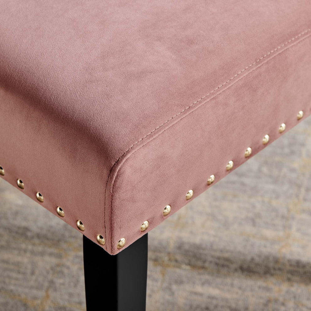 Side Dining Chair, Set of 2, Velvet, Wood, Pink, Modern, Cafe Bistro Restaurant