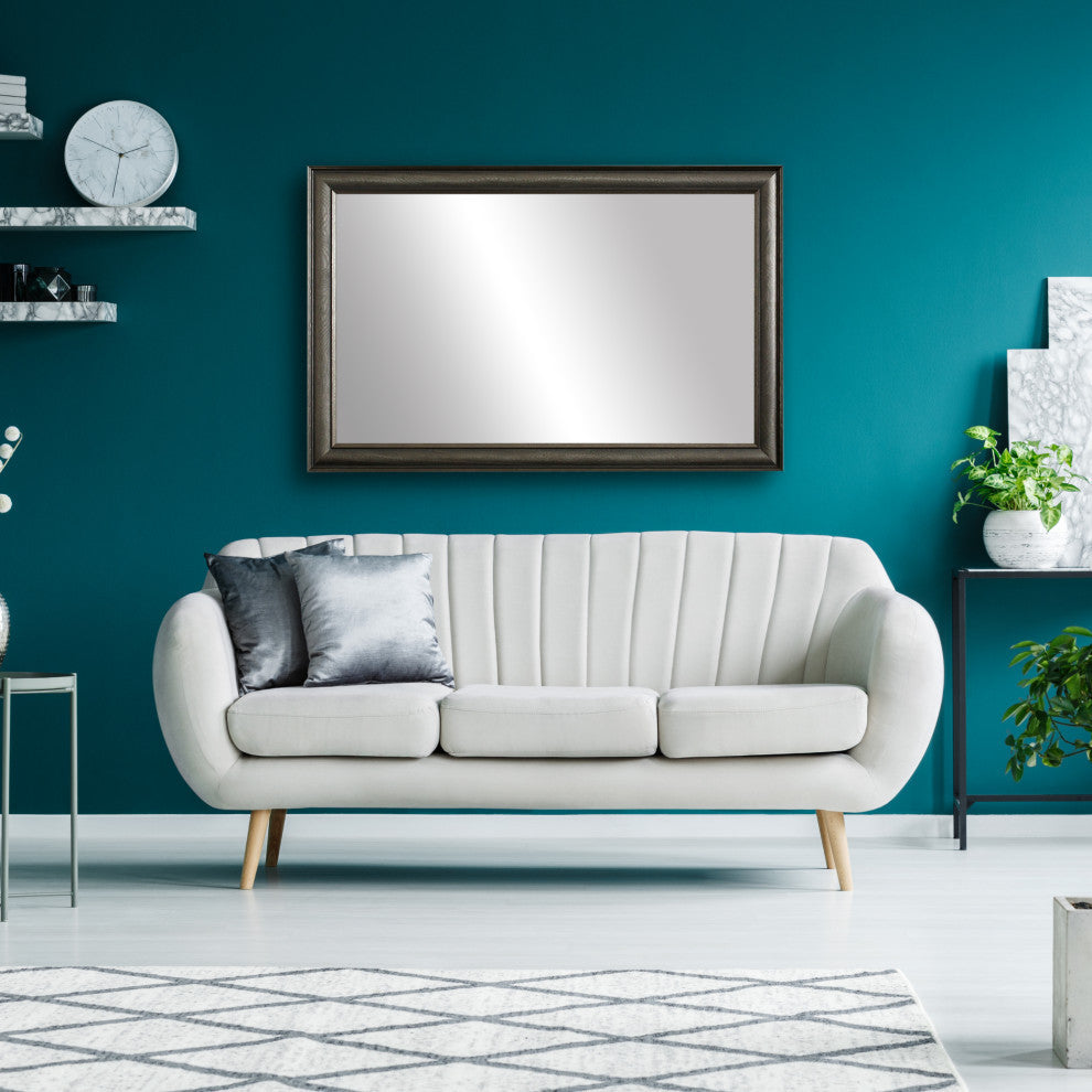 Oxfordshire Framed Wall Mirror, Pewter, 28" X 60"