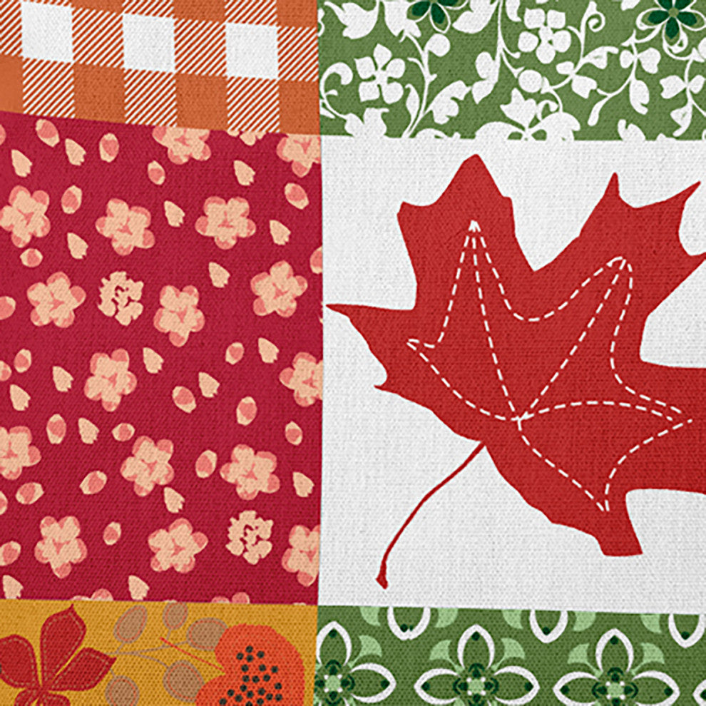 Printed Quilt Leaves Accent Pillow, Dragon, 20"x20"