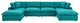 Commix Down Filled Overstuffed 6 Piece Sectional Sofa Set Teal