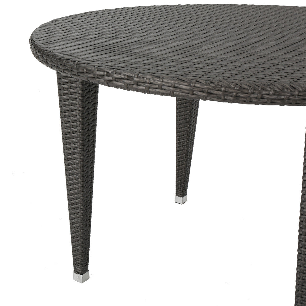 GDF Studio 5-Piece Sol y Luna Outdoor Wicker Dining Set, Gray