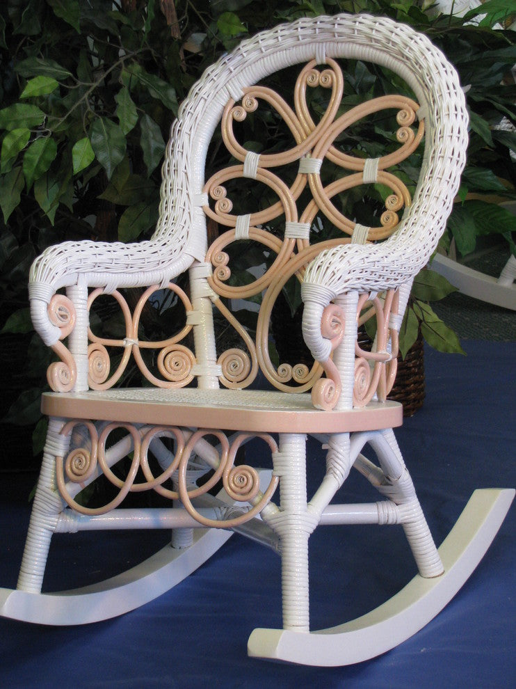 Victorian Child''s Rocker, Pink and White