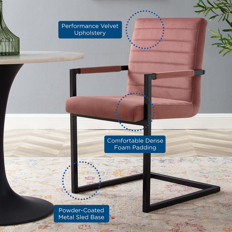 Side Dining Chair, Set of 2, Velvet, Pink, Modern, Bistro Restaurant Hospitality