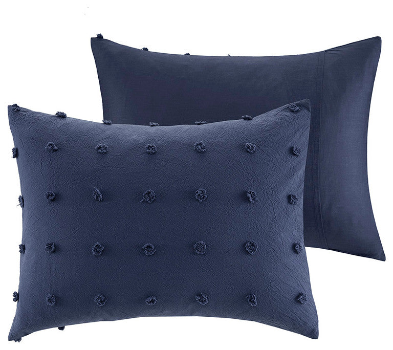 Urban Habitat Brooklyn Pom-Pom 7-Piece Duvet Cover Set, Indigo Blue