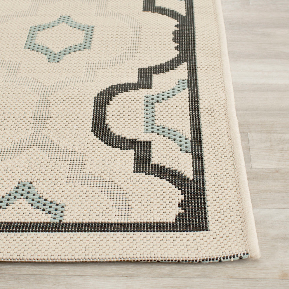 Safavieh Courtyard Cy7938-256A18 Beige, Black Area Rug, 5'3" X 5'3"