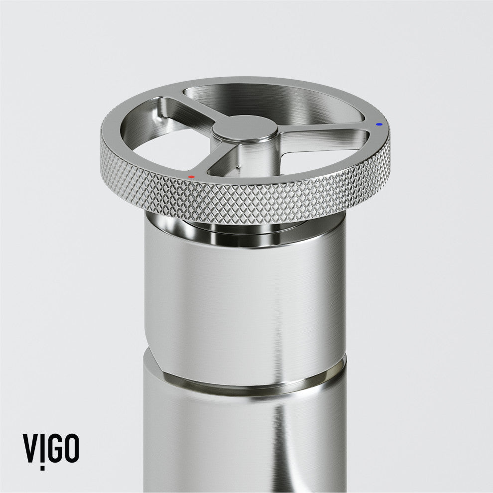 VIGO Cass 8" H Single Handle Single Hole Bathroom Faucet, Brushed Nickel, Without Extras