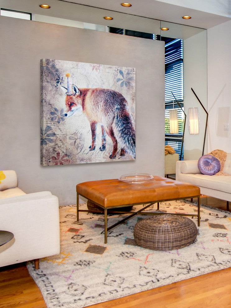 Marmont Hill, "Party Fox" by Morgan Jones Painting on Wrapped Canvas, 32x32