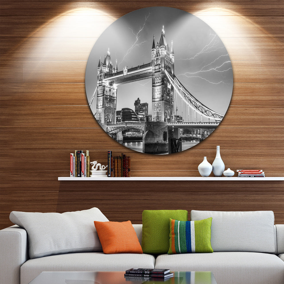 Majesty Of Tower Bridge London, Cityscape Photo Round Wall Art, 23"