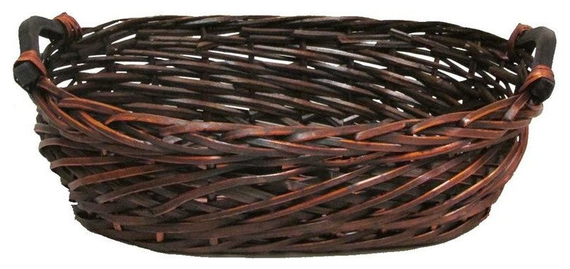 Split Woody Willow Oval Shape Tray W/Wood Ear Handles