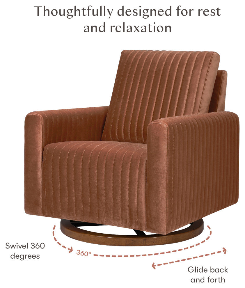 Poe Channeled Swivel Glider, Water Repellent and Stain Resistant, Rust Velvet
