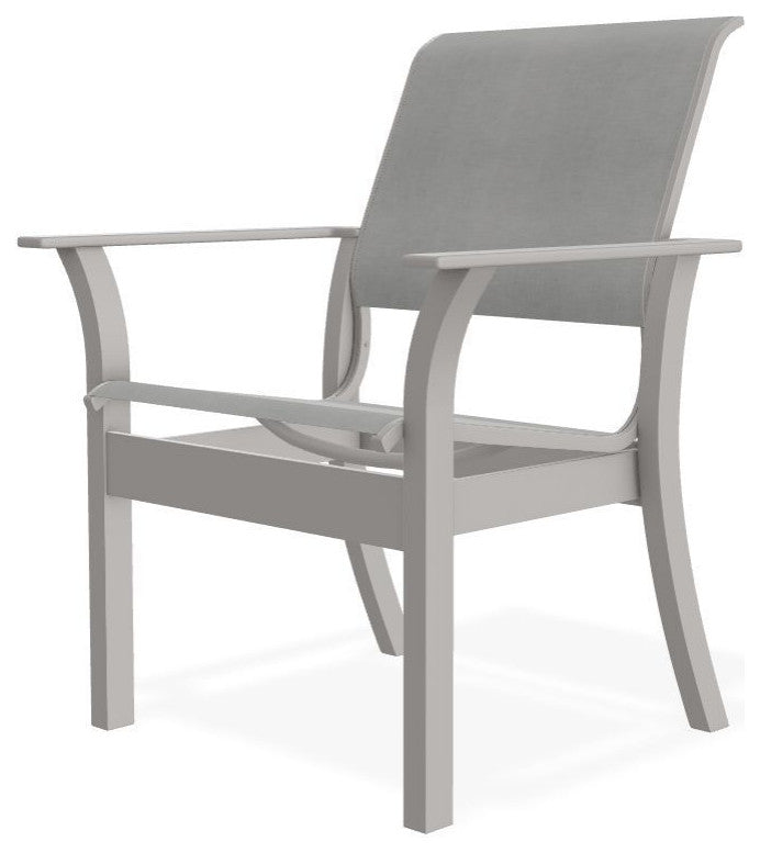 Leeward Sling Stackable Outdoor Dining Chair, Alloy/Warm Gray