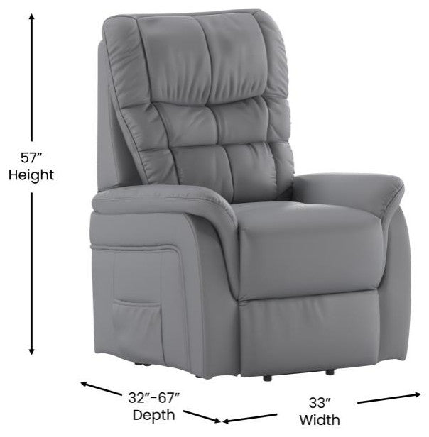 Hercules Series Remote Powered Lift Recliner, Gray Leathersoft