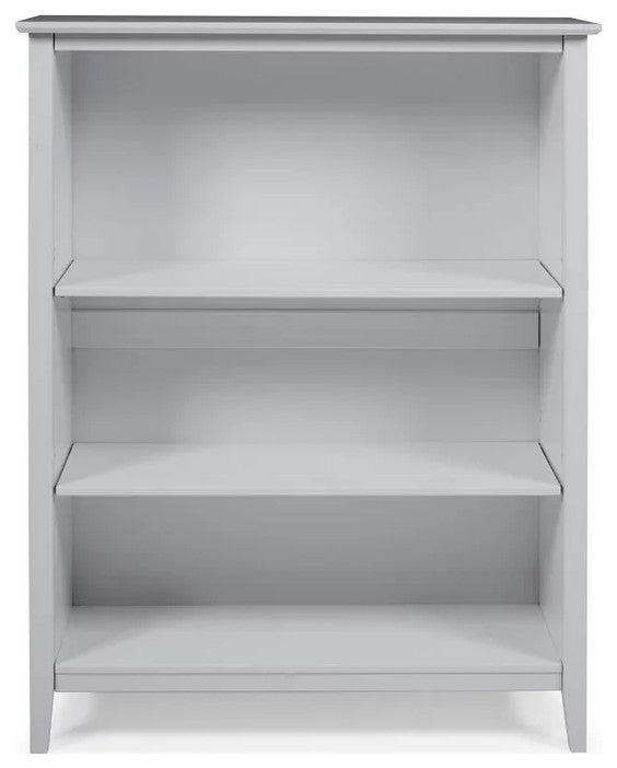 Traditional Bookcase, Pinewood Construction With 2 Adjustable Shelves, Dove Gray