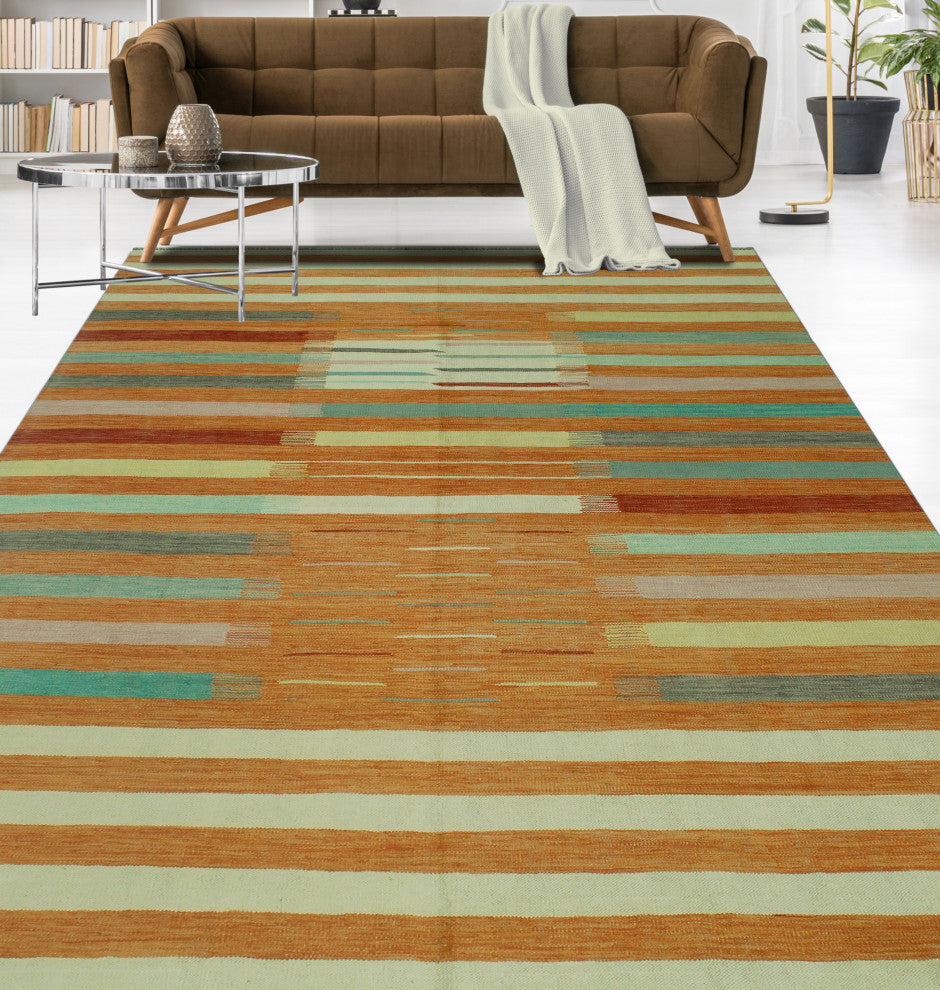 Winchester Kilim Berna Orange/Ivory Rug, 6'7x9'10