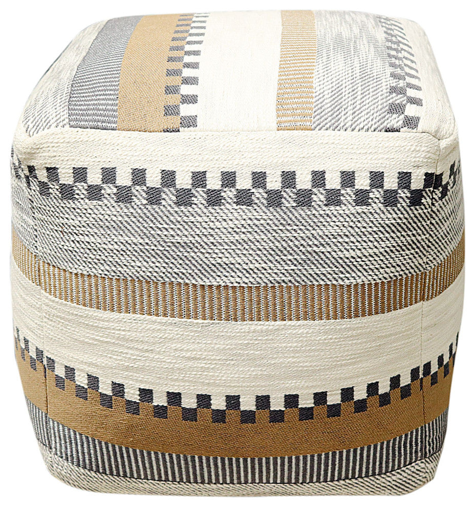 Bronze Machine Woven Monroe Pouf, 18" Cube