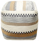 Bronze Machine Woven Monroe Pouf, 18" Cube