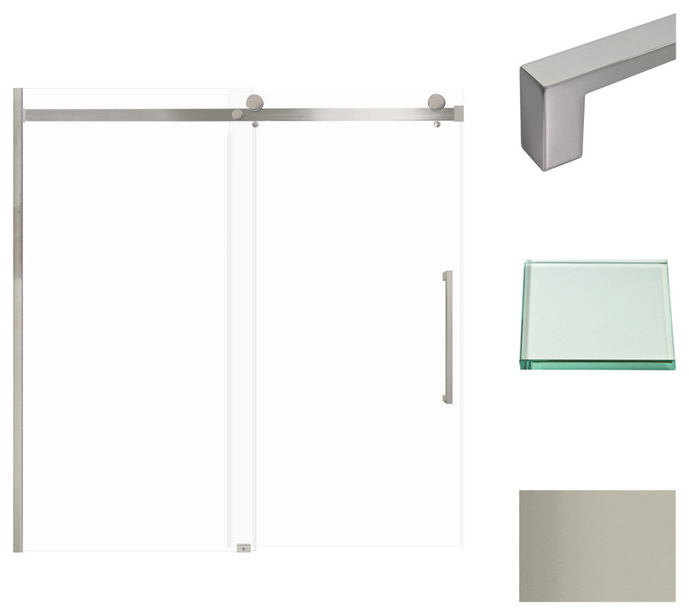 Madeline 60"x60" Frameless Shower Door with Fixed Panel in Brushed Stainless