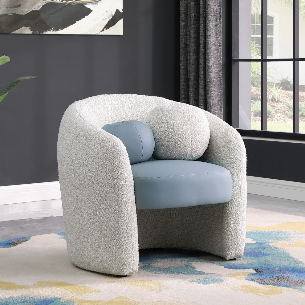 Acadia Black Boucle Fabric Accent Chair, Blue
